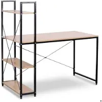 Helloshop26 Schreibtisch mit 4 Regalen für das Homeoffice, schwarzes Eichenholz 19_0000403