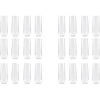 Tlily 24 Champagnerflöten aus Kunststoff ohne Stiel – 9-oz-Gläser, transparent
