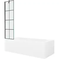 Mexen Vega rechteckige Badewanne 180 x 80 cm mit Verkleidung und 1-flügliger Duschabtrennung 50 cm, Schwarzes Design - 550118080