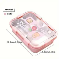 MaxPower 1 stück Niedlichen Cartoon Bär Lunchbox 304 Edelstahl Lebensmittelbehälter 3 Fächer 750 ml