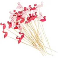 MaxPower 100 bunte Bambusnadeln für Obst-/Gebäckdekoration Flamingo gemischte Farbe