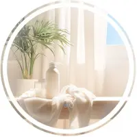 Helloshop26 Wandspiegel - - Rund 60 x 60 cm - Einstellbare LED-Beleuchtung - Anti-Beschlag - Mattes Aluminium