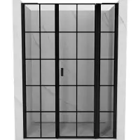 Mexen Mist L Duschdrehtür rechts 135 cm, schwarzes Gitter, schwarz - 8A4L-135-001-70-77-P