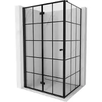 Mexen Mist-F T klappbare Duschkabine links 120 x 75 cm, schwarzes Gitter, schwarz - 8A6T-120-075-70-77-L