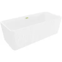 Mexen Nila freistehende geriffelte Badewanne 170 x 75 cm, weiß, Überlauf gold gebürstet - 52841708000-55