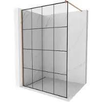 Mexen Kioto Walk-in-Duschwand 160 x 200 cm, schwarzes Muster 8 mm, gebürstetes Messing - 800-160-101-65-77