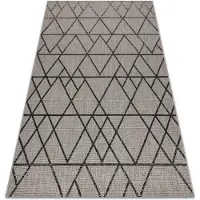 Rugsx TEPPICH SIZAL FLOORLUX 20508 silber / schwarz DREIECKE 80x150 cm