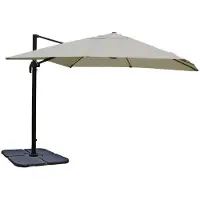 Mendler Gastronomie-Ampelschirm MCW-A96, 3x4m (Ø5m) Polyester Alu/Stahl 26kg creme-grau mit Ständer, drehbar