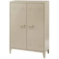 Helloshop26 Schrankbüro - - 2 Türen - Beigefarbenes Metall - 110x75x33 cm - Verstärkbare Regale