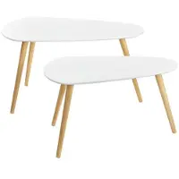Helloshop26 Set aus 2 verschieden großen Couchtischen, Designer-Living MDF Pinie 45,5 x