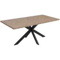 Mendler Esszimmertisch MCW-O55, Küchentisch Tisch Esstisch, Industrial MDF Metall 180cm helle Eiche-Optik