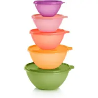 Tupperware Heritage Wonderlier 10 -teilige Lebensmittelstorage -Schssel in Multi -Farben - Splmaschine Safe & BPA KOSTENLOS - (5 Container + 5