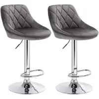 Helloshop26 Barhocker aus Samt, 2er-Set, dunkelgrau 19_0000395