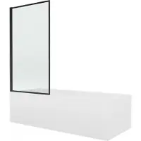 Mexen Vega Rechteckbadewanne 180 x 80 cm mit Verkleidung und 1-flügliger Duschabtrennung 70 cm, Schwarzes Design - 550118080X930
