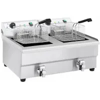 Helloshop26 Professionelle doppelte elektrische Restaurantfritteuse 2 x 3 200 Watt 2 x 16 Liter