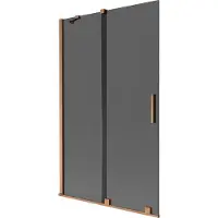 Mexen Velar Badewannenabtrennung 2-flügelig verschiebbar 110 x 150 cm, Graphit, gebürstetes Kupfer - 896-110-000-41-65