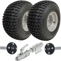 Parnells 18x9.50-8 ATV Quad Trailer Kit Knobby Wheels Hub & Stub Axles Swivel Hitch 204kg