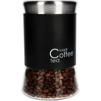 Kadax Glasbehälter für Kaffee, Tee, Zucker, mit Deckel, Schwarz, 1000 ml