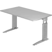 Bümö Schreibtisch Serie-U - Gestell: Silbergrau, Nachbildung: Grau, Größe: 140 x 80 cm