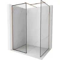 Mexen Kioto Walk-in Duschwand 120 x 120 cm, schwarzes Muster, gebürstetes Messing - 800-120-202-65-70-120