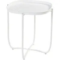Helloshop26 Couchtisch - - Beistelltisch - Abnehmbarer Tablett - Weißer Stahl - 53 x 46 x 46 cm