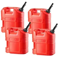 OEM Draagbare 19 L Brandstofcontainer mit Spout & klarem Display, 15 L/min Durchflussrate, robustes Design, flache Flüssigkeitsablass für Autos, Motorräder, ATV's, UTV's, rot, Set von 4