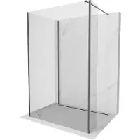 Mexen Kioto Duschwand Walk-in 120 x 75 x 40 cm, transparent, gun grau gebürstet - 800-120-075-221-66-00-040