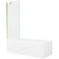 Mexen Cubik rechteckige Badewanne 160 x 70 cm mit Verkleidung und 1-flügliger Duschabtrennung 70 cm, transparent, gold - 5503160