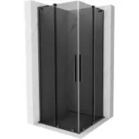 Mexen Velar L Duo Schiebetür-Duschkabine 80 x 80 cm, Grafit, Gebürstetes Gun Gray - 871-080-080-02-43-66