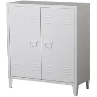 Helloshop26 Büroschrank - Metall - 2 Türen - Weiß - 90 cm - Zeitgenössisches Design