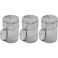 MaxPower 3-teilige Gewürzflasche mit Griff, Gewürzstreuer aus Edelstahl, vielseitiger Baggerstreuer aus Metall mit drehbarem