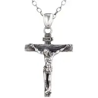 MaxPower (Silber – Kreuzkette) Herren-Halskette, Jesus-Kreuz, baumelnder, rostfreier Edelstahl-Jesus-Anhänger