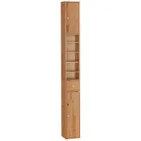 SoBuy Badezimmerschrank Hochschrank für kleine Bäder mit verstellbaren Einlegeböden Platzsparender Schmal Badschrank für Waschbecken Braun BZR34-II-SH