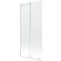 Mexen Velar L Badewannenfaltwand 2-flügelig verschiebbar 95 x 150 cm, transparent, weiß - 896-095-003-01-20