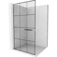 Mexen Kioto+ L Duschwand mit Regal Walk-in 120 x 200 cm, schwarzes Muster, Chrom - 800-120-123-01-77