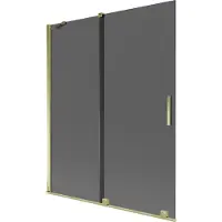 Mexen Velar Badewannen-Duschwand 2-flügelig, verschiebbar, 140 x 150 cm, graphit, gold - 896-140-000-41-50