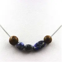 Bijoux Collier - Ein - Lapislazuli - Holzperlen 8 mm - Edelstahlkette - Länge wählbar