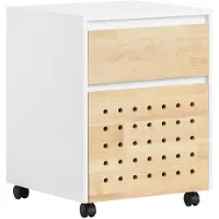 SoBuy Rollcontainer Bürowagen Bürocontainer Beistellwagen Aktenwagen Beistelltisch mit Rollen Druckerständer Weißnatur BHT ca. 45x59x45cm