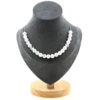 Bijoux Steine und Mineralien. Halskette mit 20 gecrackten Quarzperlen aus Brasilien 8 mm. Edelstahlkette. Halskette für Frauen, Männer. Anpassbare Größe.