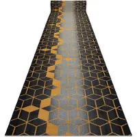 Rugsx Läufer Antirutsch 67 cm HEKSAGON Hexagon schwarz / gold 67x480 cm