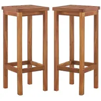 Helloshop26 Set aus zwei Designer-Barhockern, Sitz aus solidem Akazienholz 1202048