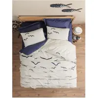 L'essentiel Maison , Larum - Dark Blue, Ranforce King-Size-Bettbezug-Set (FR), Dunkelblau, 100 % BAUMWOLLE RANFORCE, 240 x 220 cm
