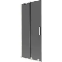 Mexen Velar, 2-flügelige, verschiebbare Badewannenabdeckung 80 x 150 cm, Graphit, gebürsteter Nickel - 896-080-000-41-97
