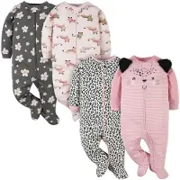 Gerber Baby M dchen 4er-Pack Sleep 'N Play Footies Leopard Pink Neugeborene