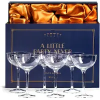 HOI Vintage Champagnergl?ser aus Kristallglas | 6er-Set | 4?5 oz klassische Cocktailgl?ser ? Martini, Manhattan, Cosmopolitan, Sidecar, Daiquiri | 1920er