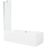 Mexen Cube rechteckige Badewanne 180 x 80 cm mit Verkleidung und 1-flügliger Duschabtrennung 50 cm, transparent, chrom - 5505180