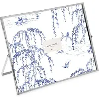 Laura Ashley 8x10 Silberner flacher Metall-Bilderrahmen (horizontal) mit ausziehbarem Staffeleist nder, geeignet f r Tischplatte, Theke, Regal un