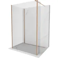 Mexen Kioto Walk-in Duschwand 130 x 110 x 40 cm, transparent, gebürstetes Messing - 800-130-110-221-65-00-040
