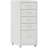 Helloshop26 Büroschrank - - 5 Schubladen - Weiß - Metall - Mit Rollen