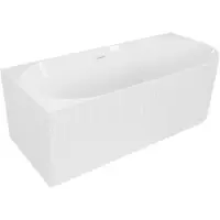 Mexen Gia freistehende Eckbadewanne geriffelt links 170 x 80 cm, weiß glänzend, Überlauf weiß - 52701708000L-20